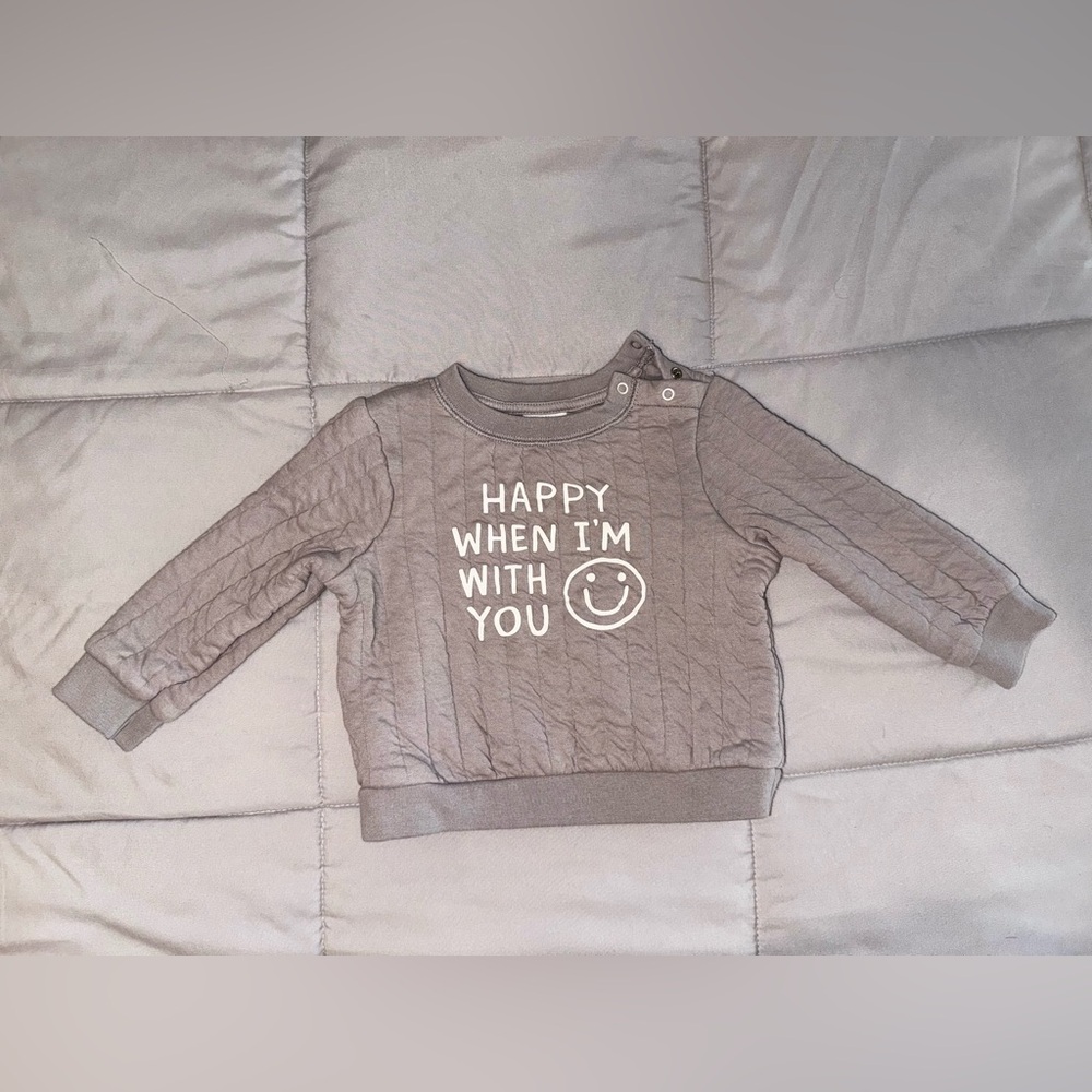 Gray Kids Sweatshirt with Happy Print